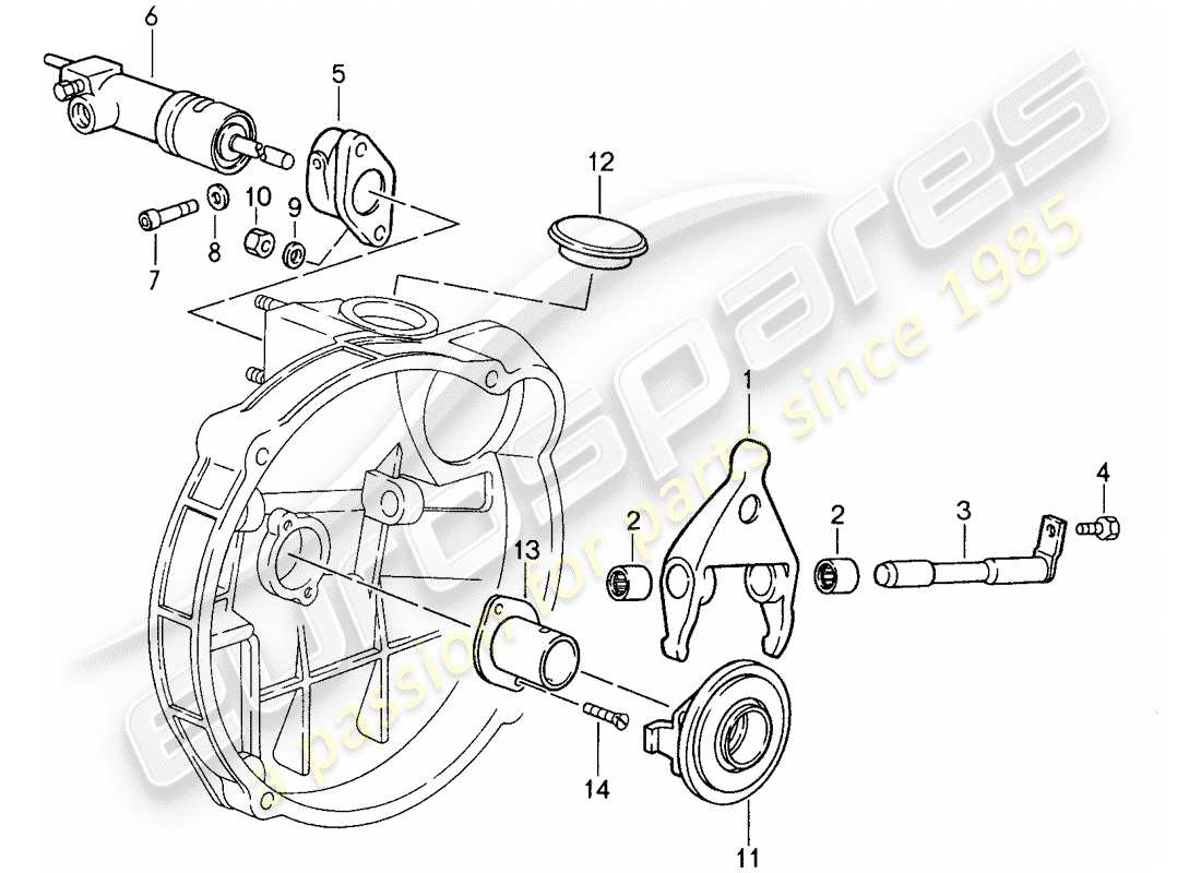 porsche 1988 (959) clutch release parts diagram