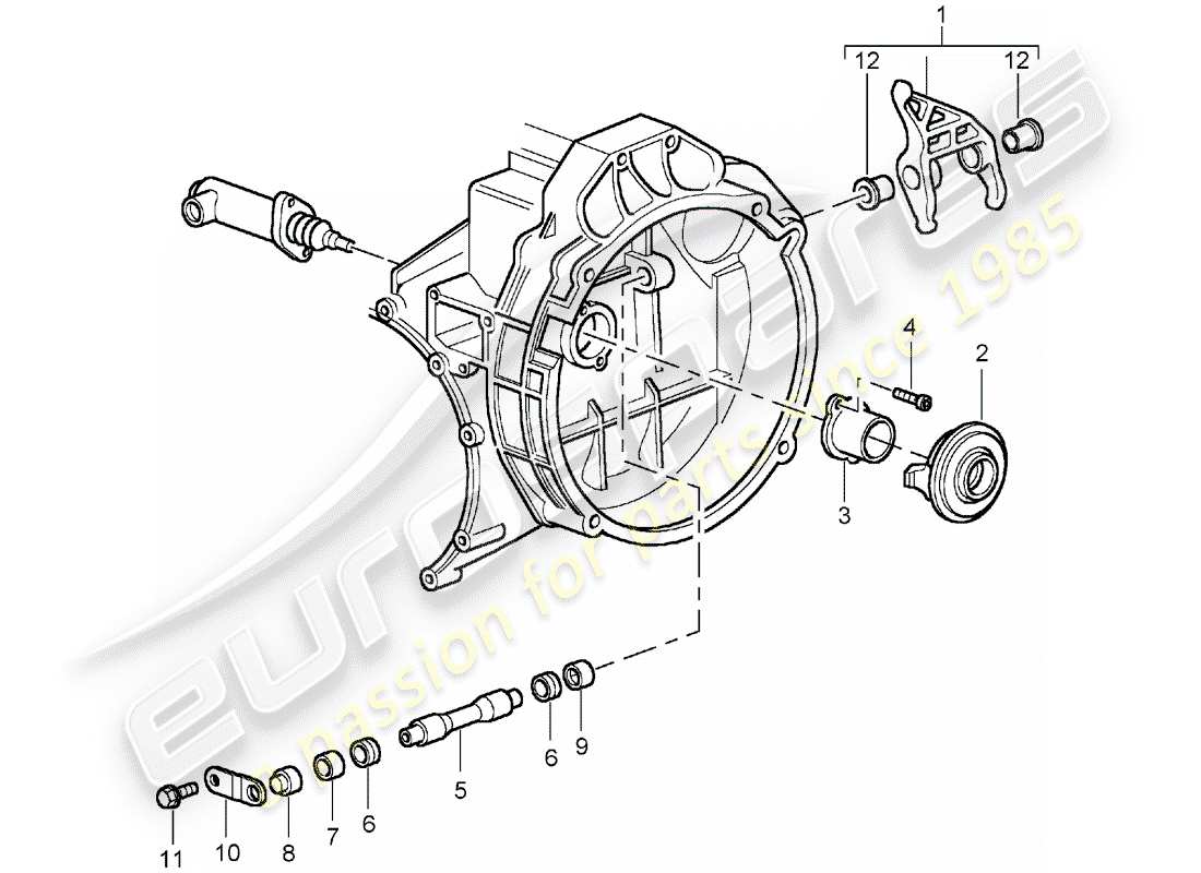 porsche 2002 (996 gt3) clutch release part diagram
