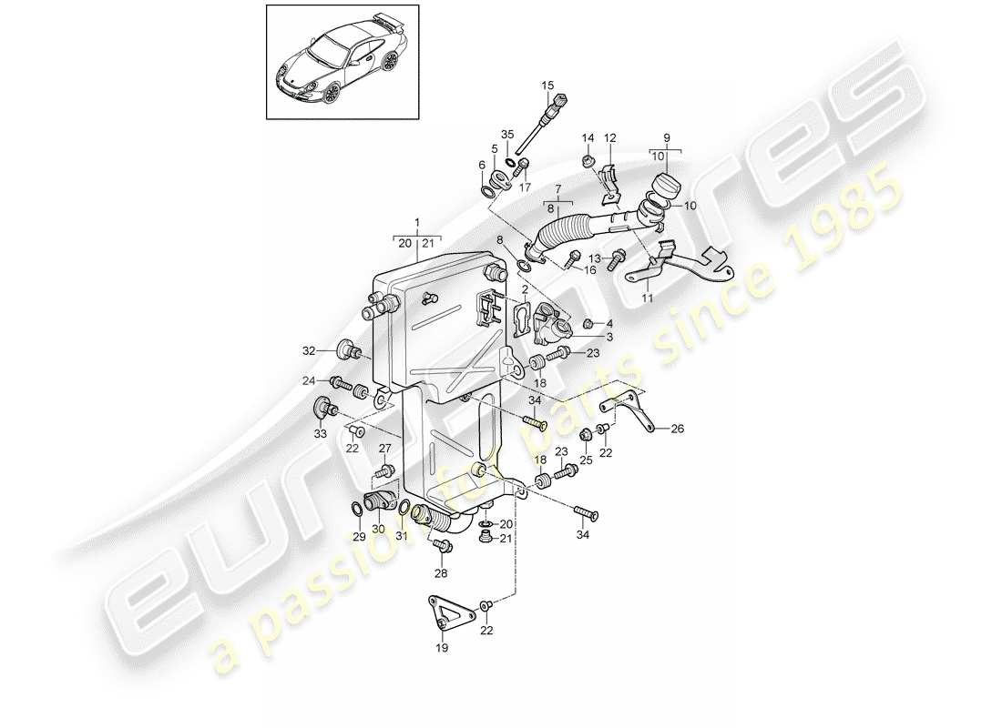porsche 2008 (997-1 gt3) engine lubrication part diagram