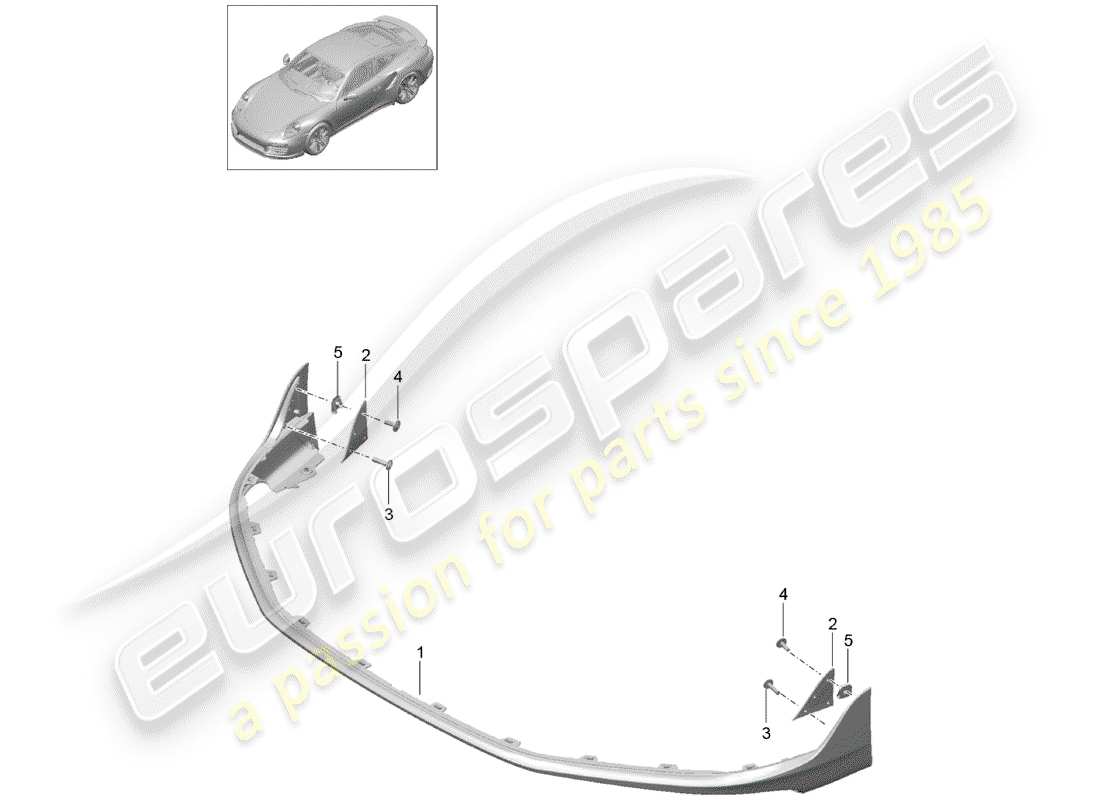 porsche 2017 (991-2 turbo) front spoiler part diagram