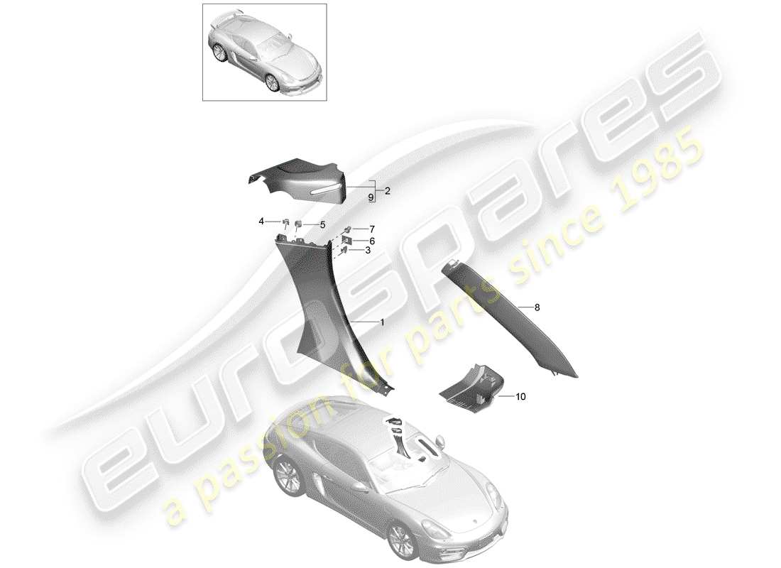porsche 2016 (981 cayman gt4) trims part diagram
