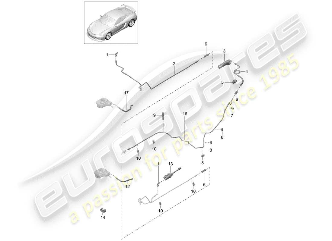 porsche 2016 (981 cayman gt4) clutch actuation part diagram
