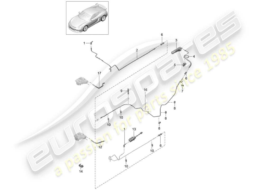 porsche cayman gt4 (2016) clutch actuation parts diagram