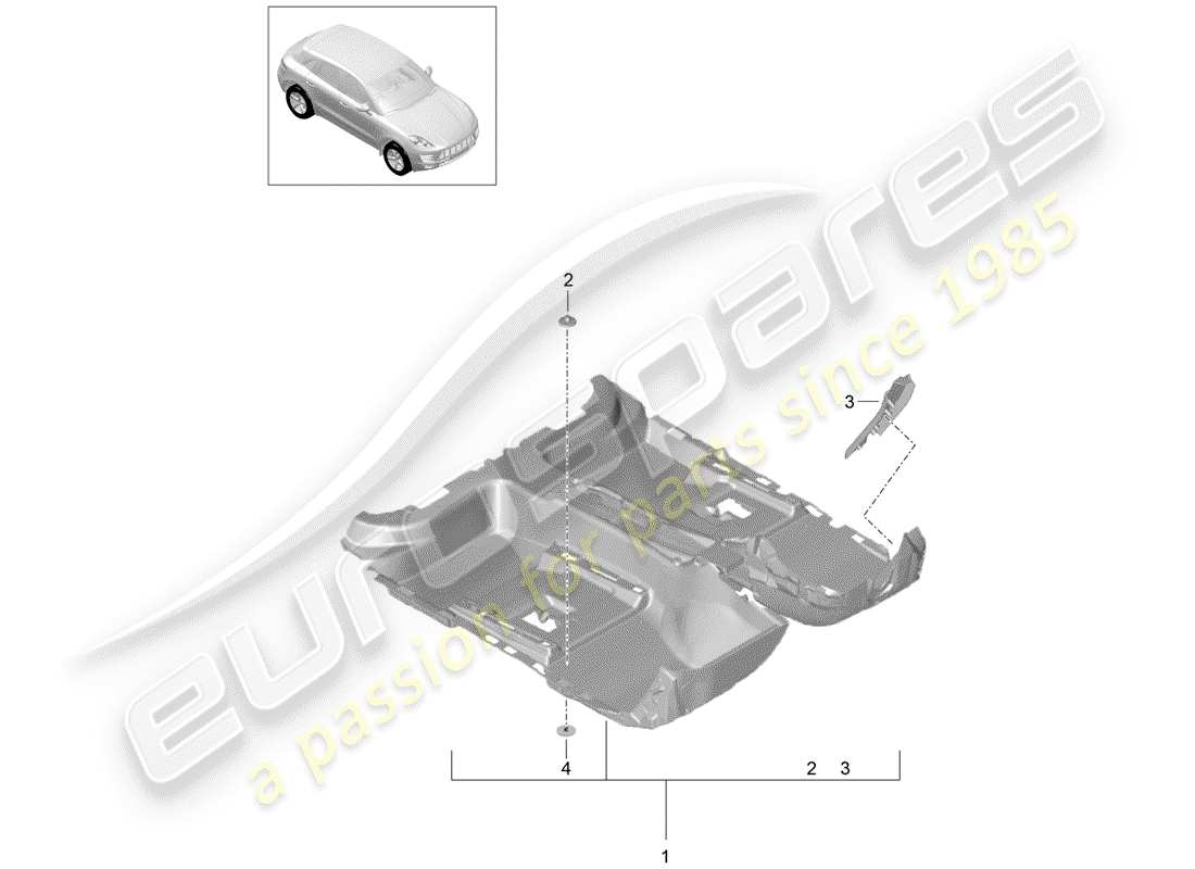 porsche 2014 (macan) floor cover part diagram