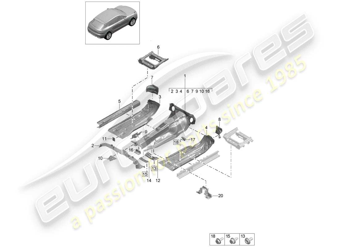 porsche 2019 (macan) floor plates part diagram