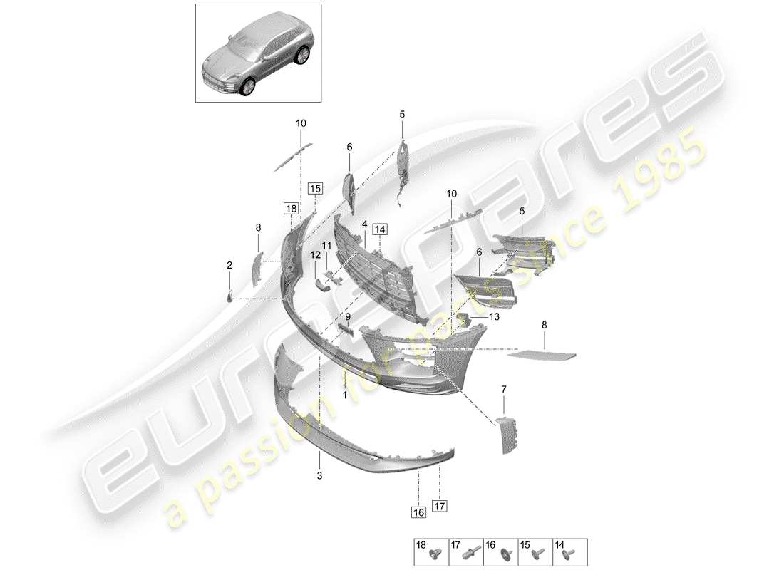 porsche 2019 (macan) bumper part diagram