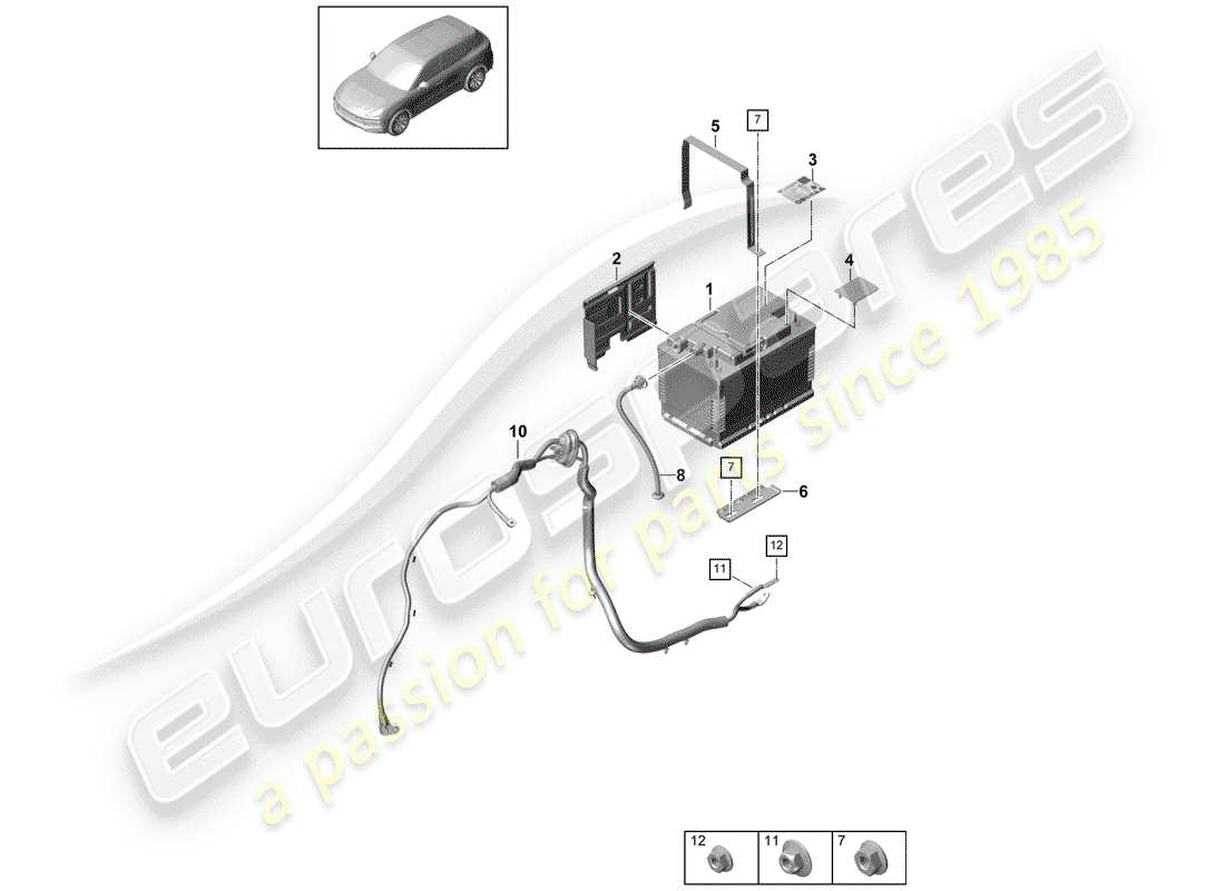 porsche 2018 (cayenne e3 9ya/9yb) battery part diagram
