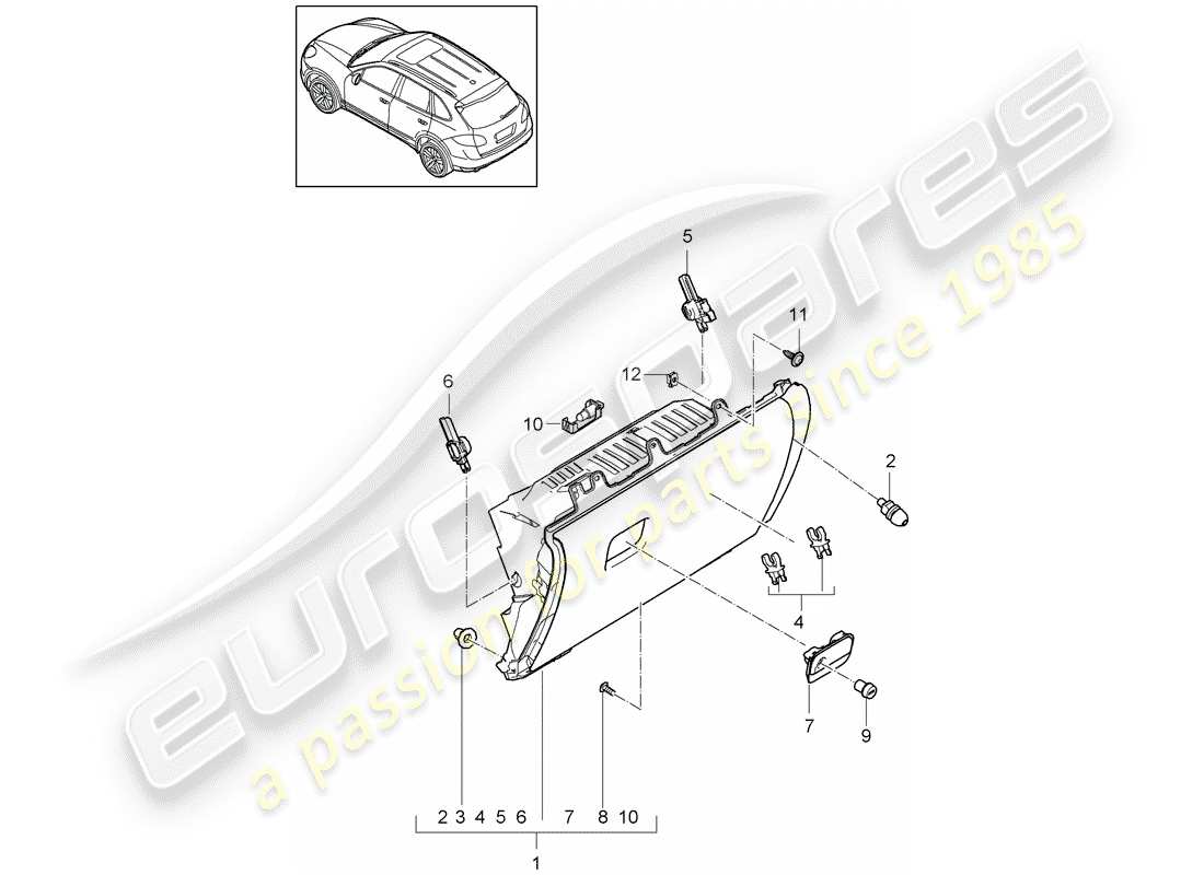 porsche 2013 (cayenne e2 92a) glove box part diagram