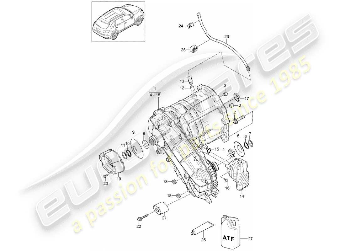 porsche 2015 (cayenne e2 92a) transfer box part diagram