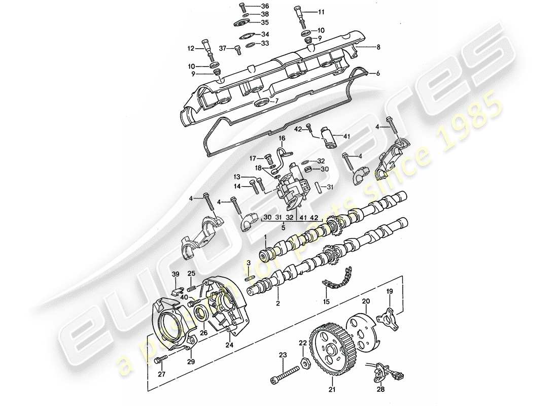 porsche 1992 (968) camshaft parts diagram