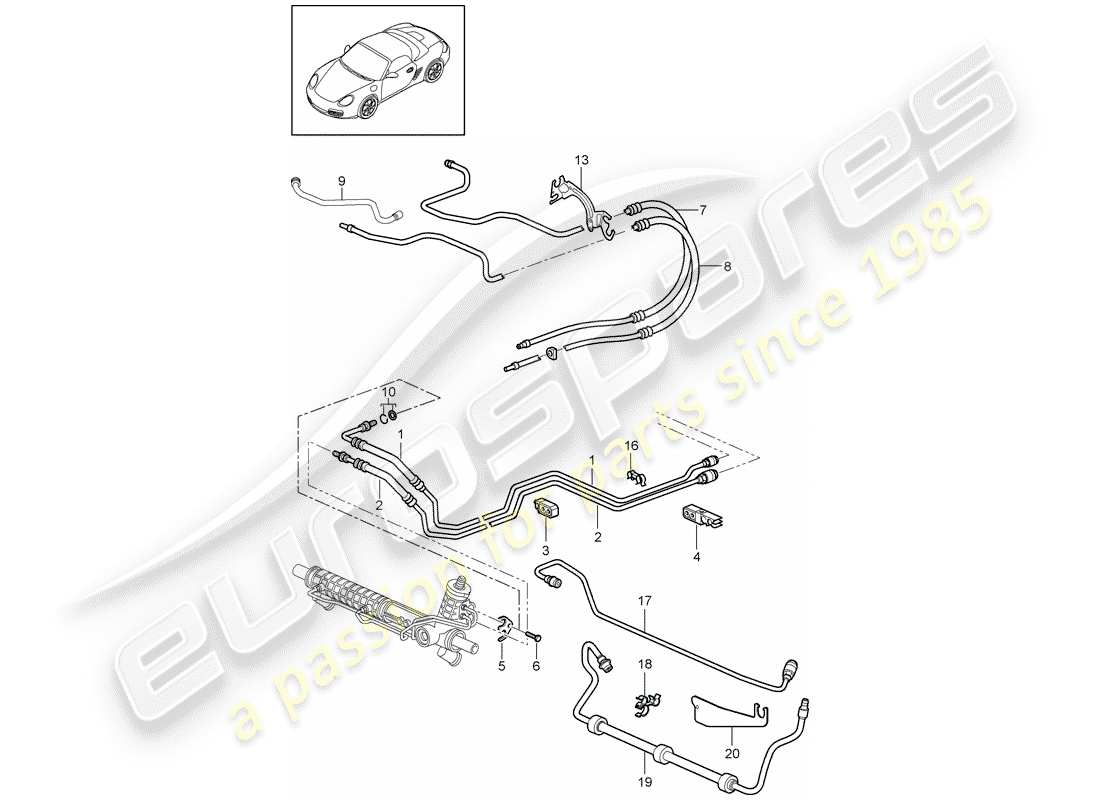 porsche 2011 (987 boxster) power steering part diagram