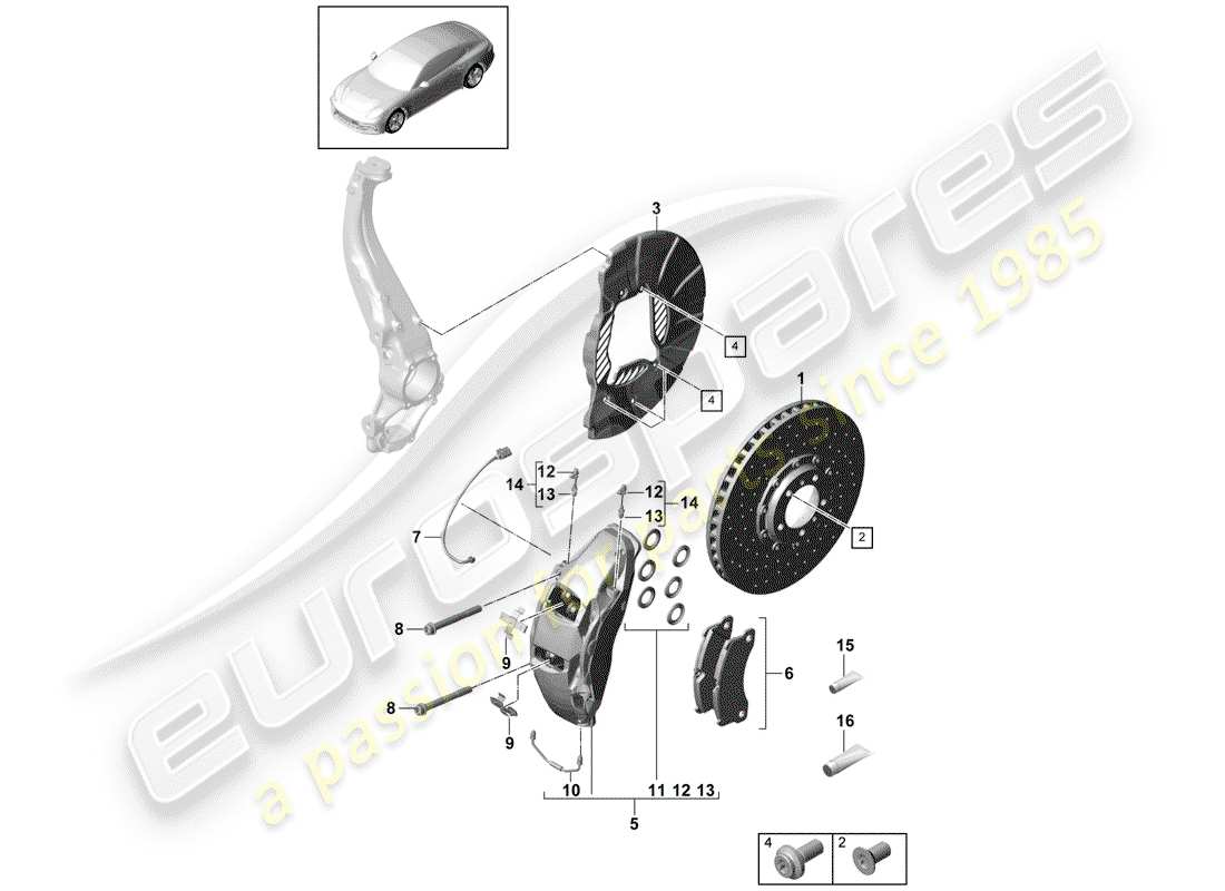 porsche 2019 (panamera 971-1) disc brakes part diagram