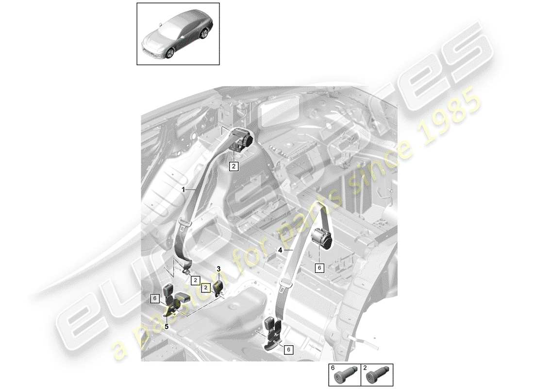 porsche 2017 (panamera 971-1) seat belt with part diagram