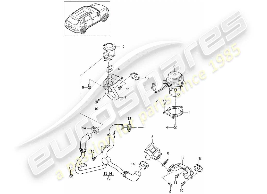 porsche 2013 (cayenne e2 92a) secondary air pump part diagram