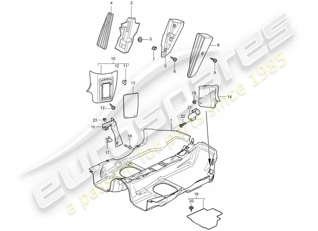 porsche 2005 (987 boxster) interior equipment part diagram