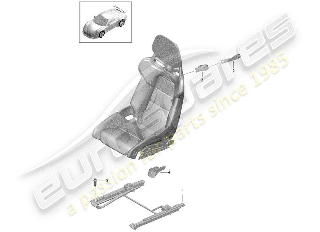 porsche 2018 (991-2 r/gt3/rs) seat part diagram
