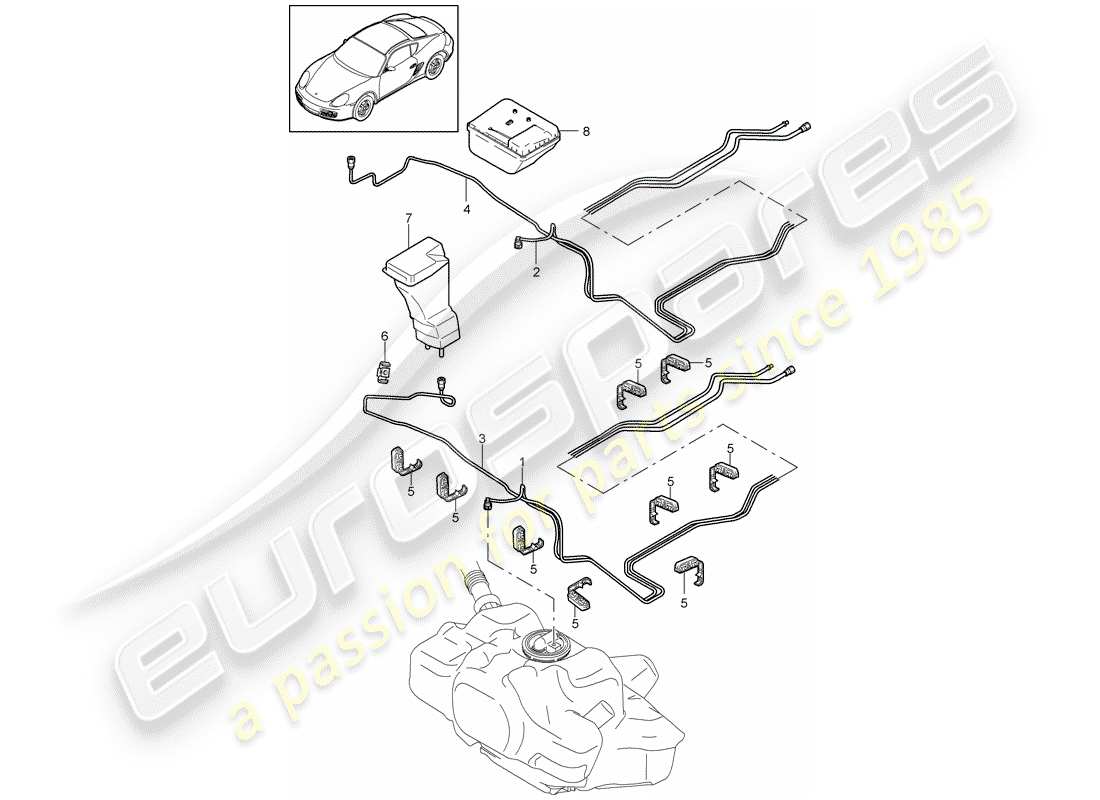 porsche 2009 (987 cayman) fuel system part diagram