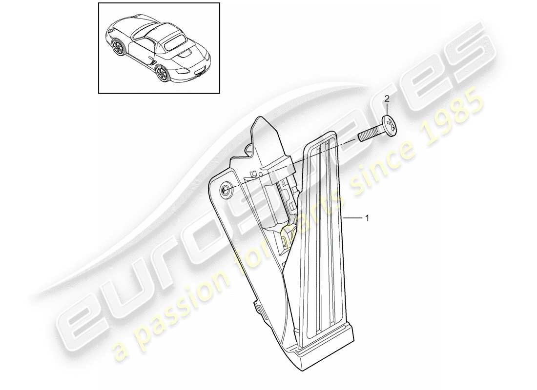 porsche 2012 (987 boxster) pedals part diagram
