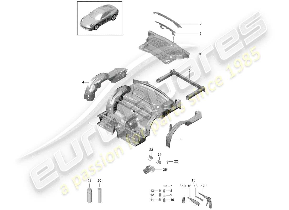 porsche 2014 (991-1) rear end part diagram