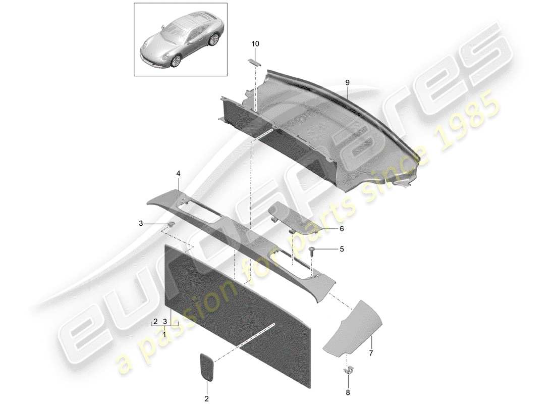 porsche 2017 (991-2) lining part diagram
