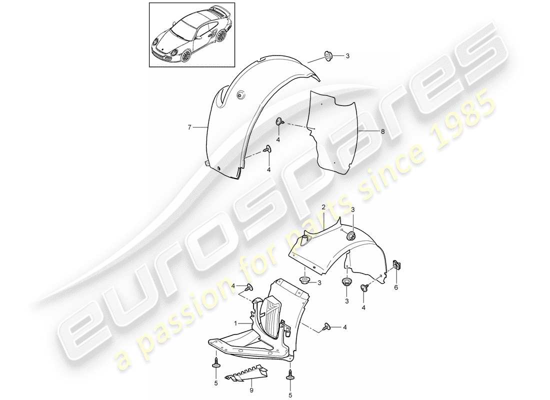 porsche 2013 (997-2 turbo / gt2 rs) trims part diagram