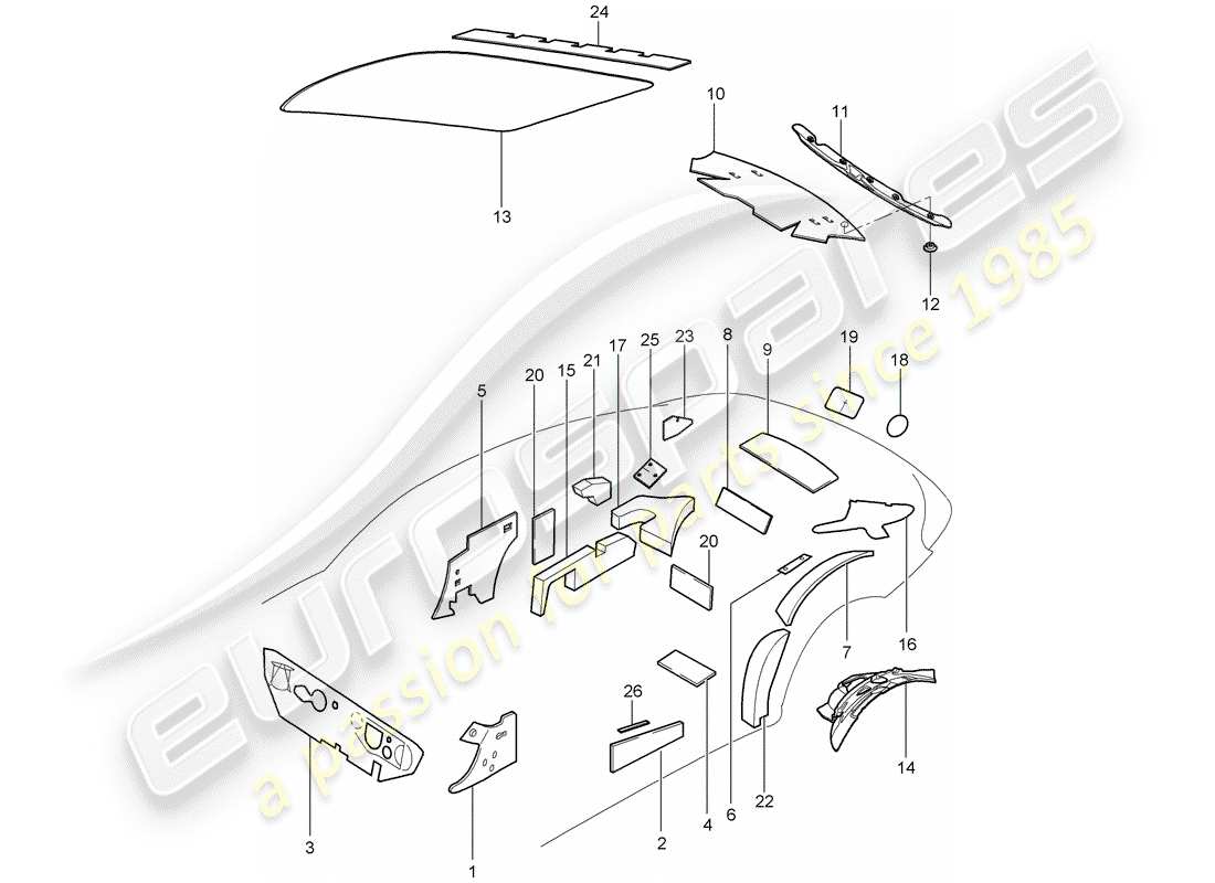 porsche 2005 (997-1) body shell part diagram