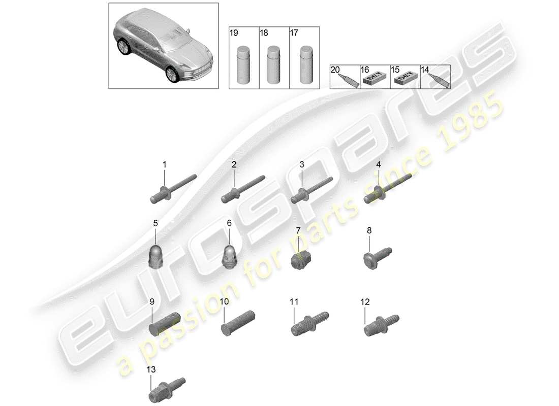 porsche 2019 (macan) fasteners part diagram
