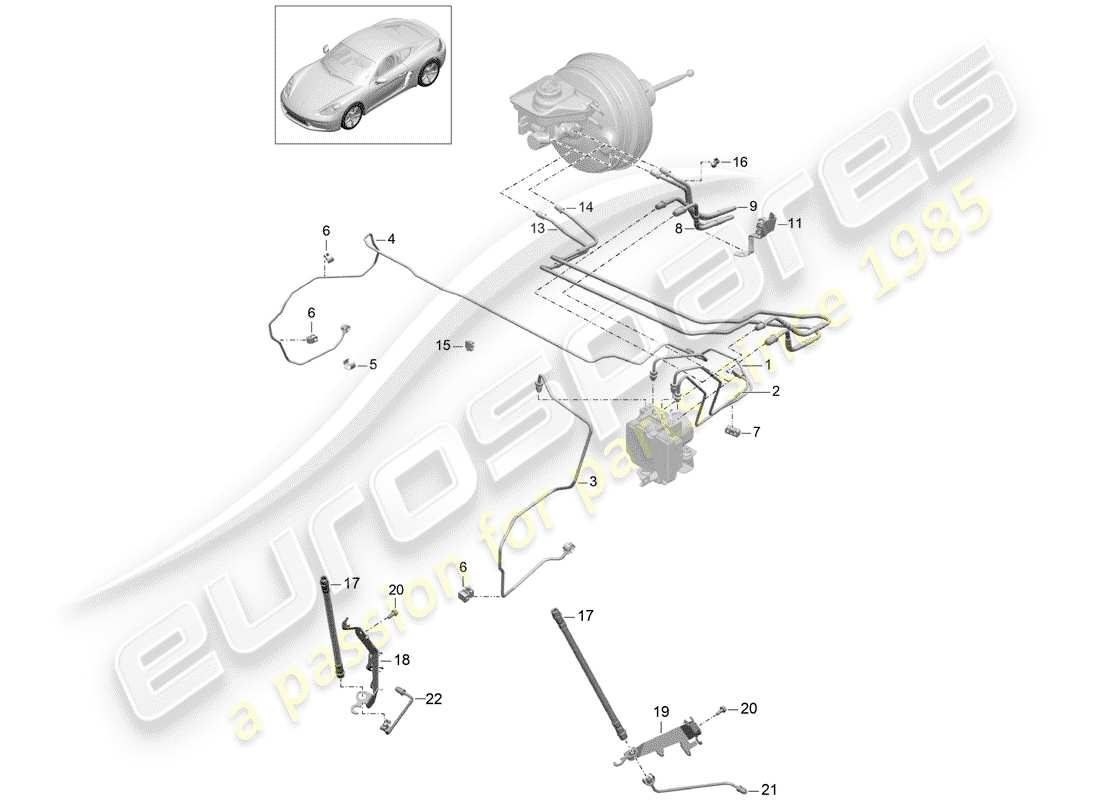porsche 718 cayman (2018) brake line parts diagram