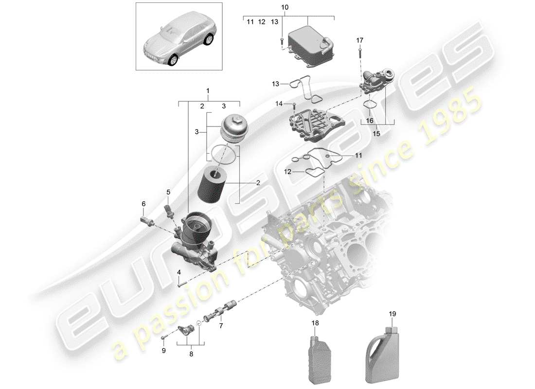 porsche macan (2017) oil filter part diagram