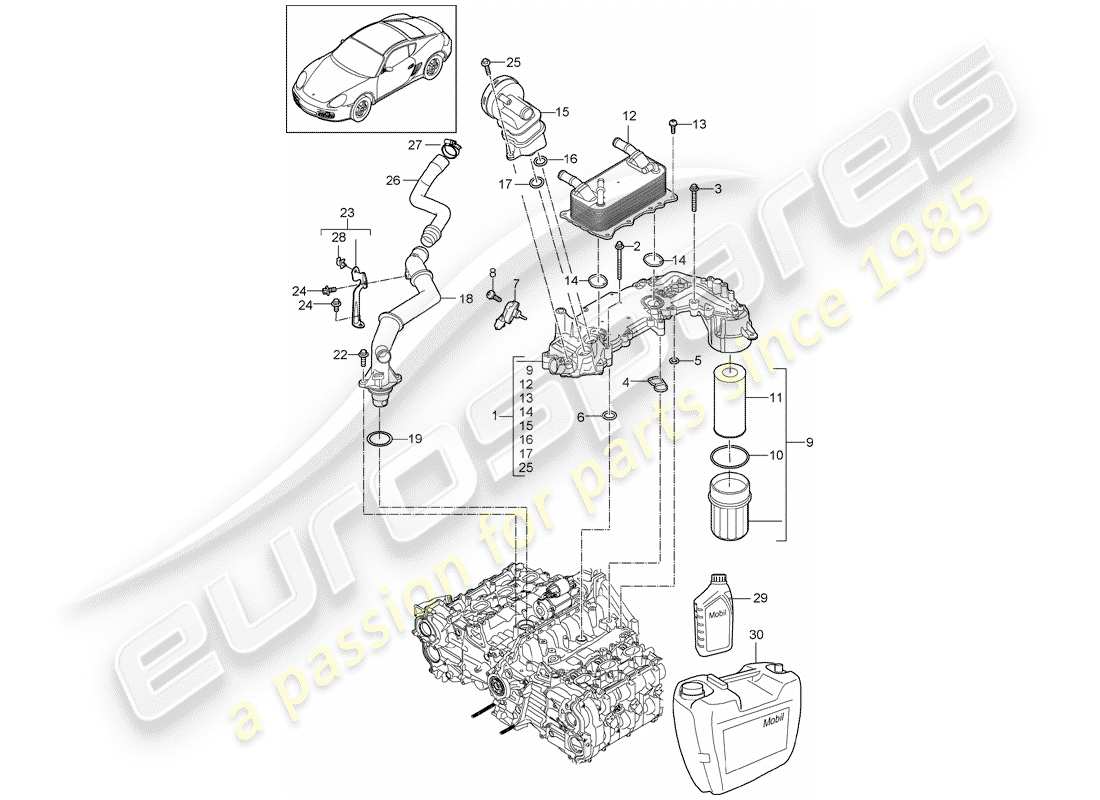 porsche 2009 (987 cayman) engine lubrication part diagram