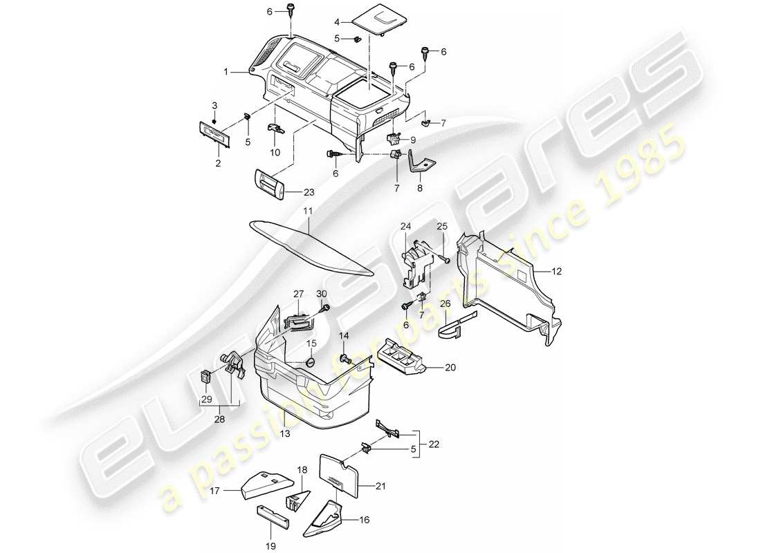porsche 2009 997-2 turbo / gt2 luggage compartment part diagram