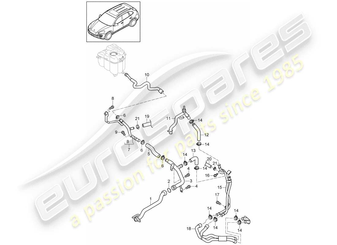 porsche 2015 (cayenne e2 92a) water cooling part diagram