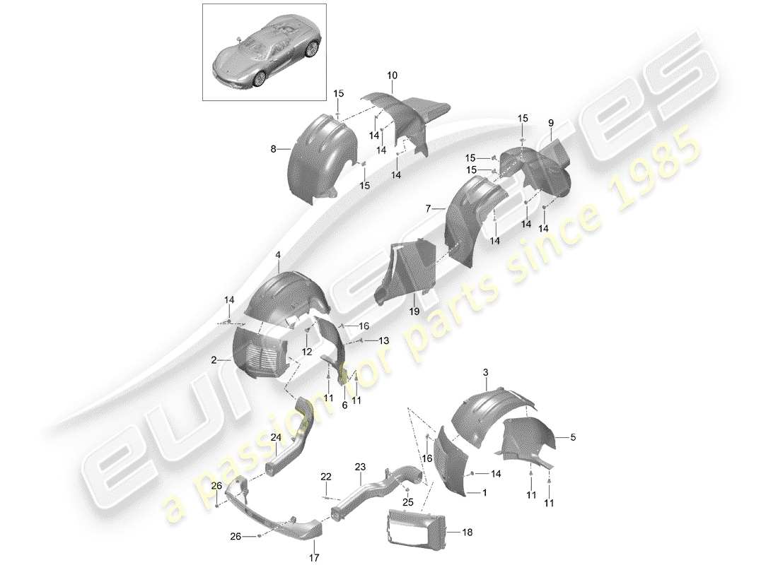porsche 2015 (918 spyder) wheelhouse protector part diagram