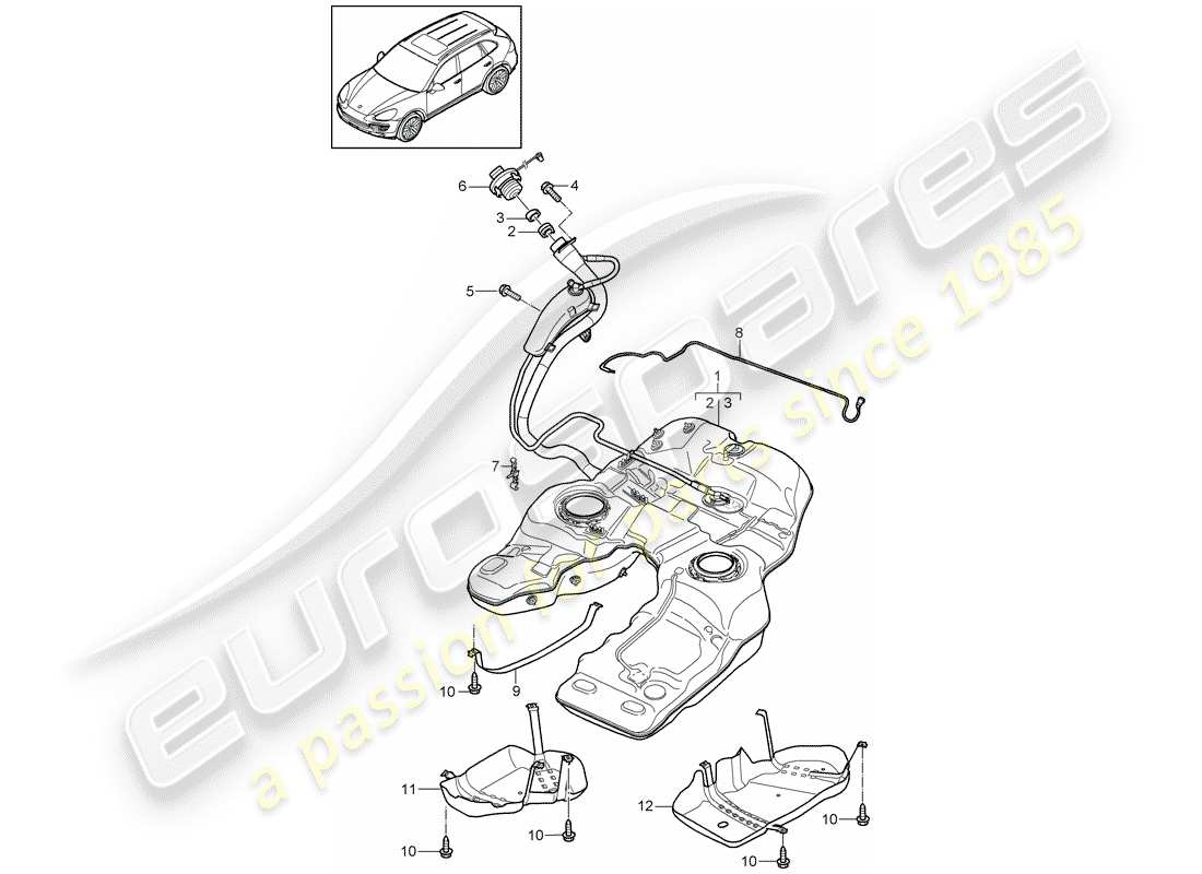 porsche 2015 (cayenne e2 92a) fuel tank part diagram