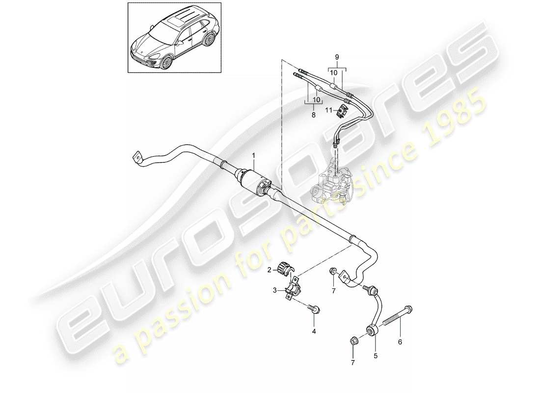 porsche 2013 (cayenne e2 92a) stabilizer part diagram