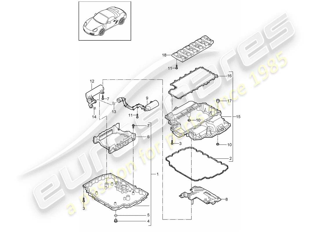 porsche 2011 (987 boxster) oil pan part diagram