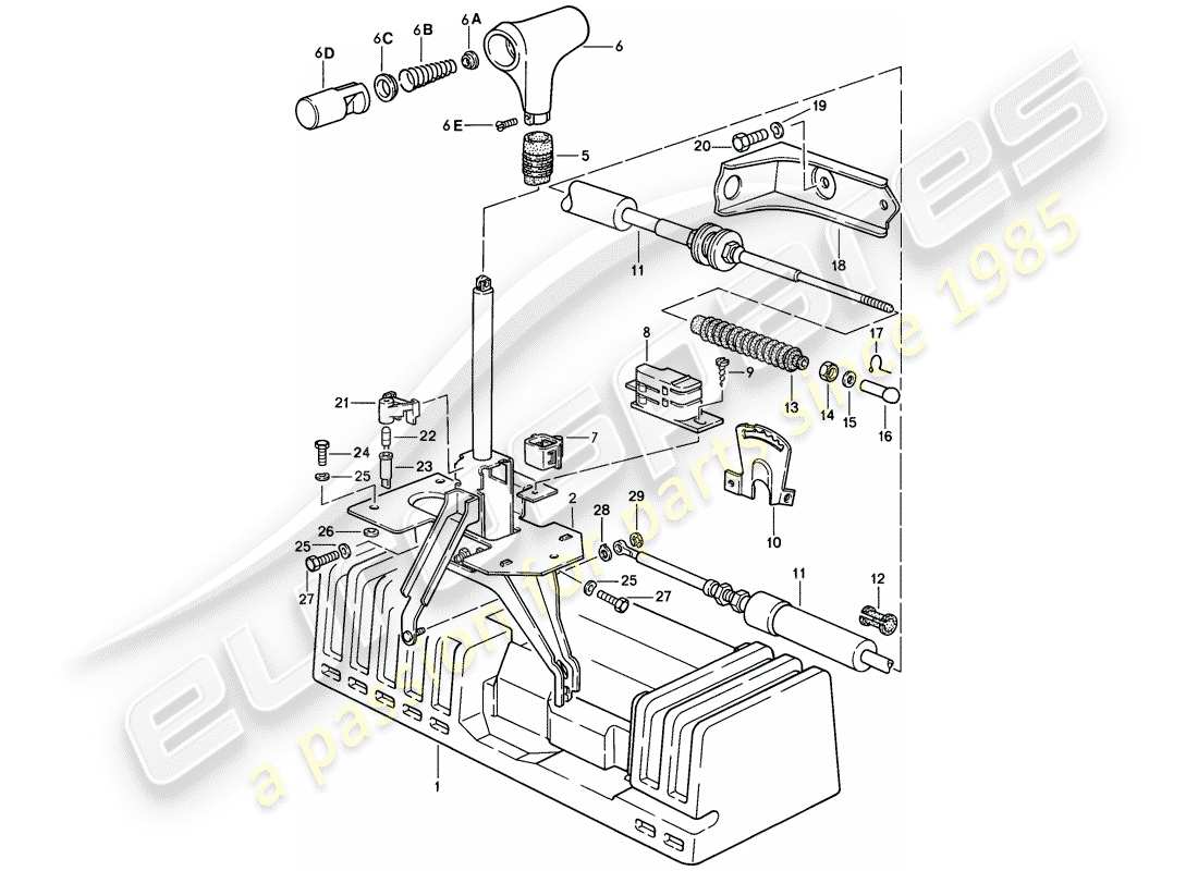 porsche 1986 (944) actuator - for - automatic transmission part diagram