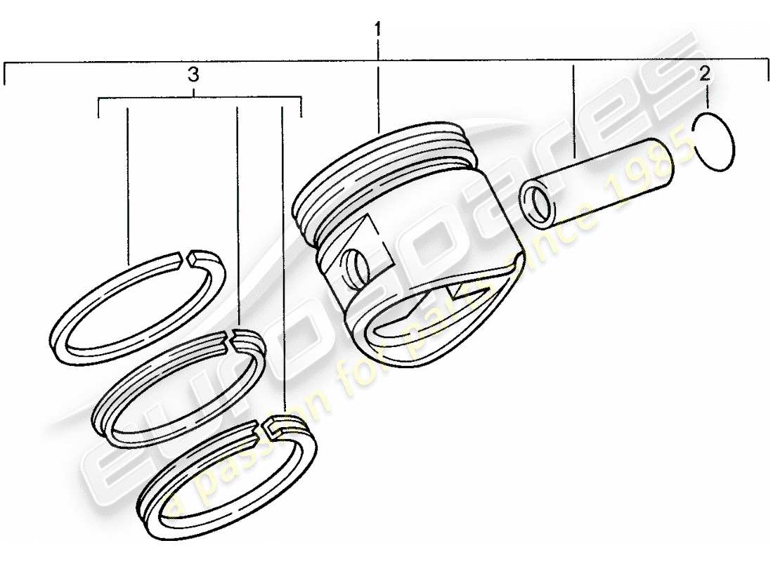 porsche 1991 (944) piston - piston rings part diagram