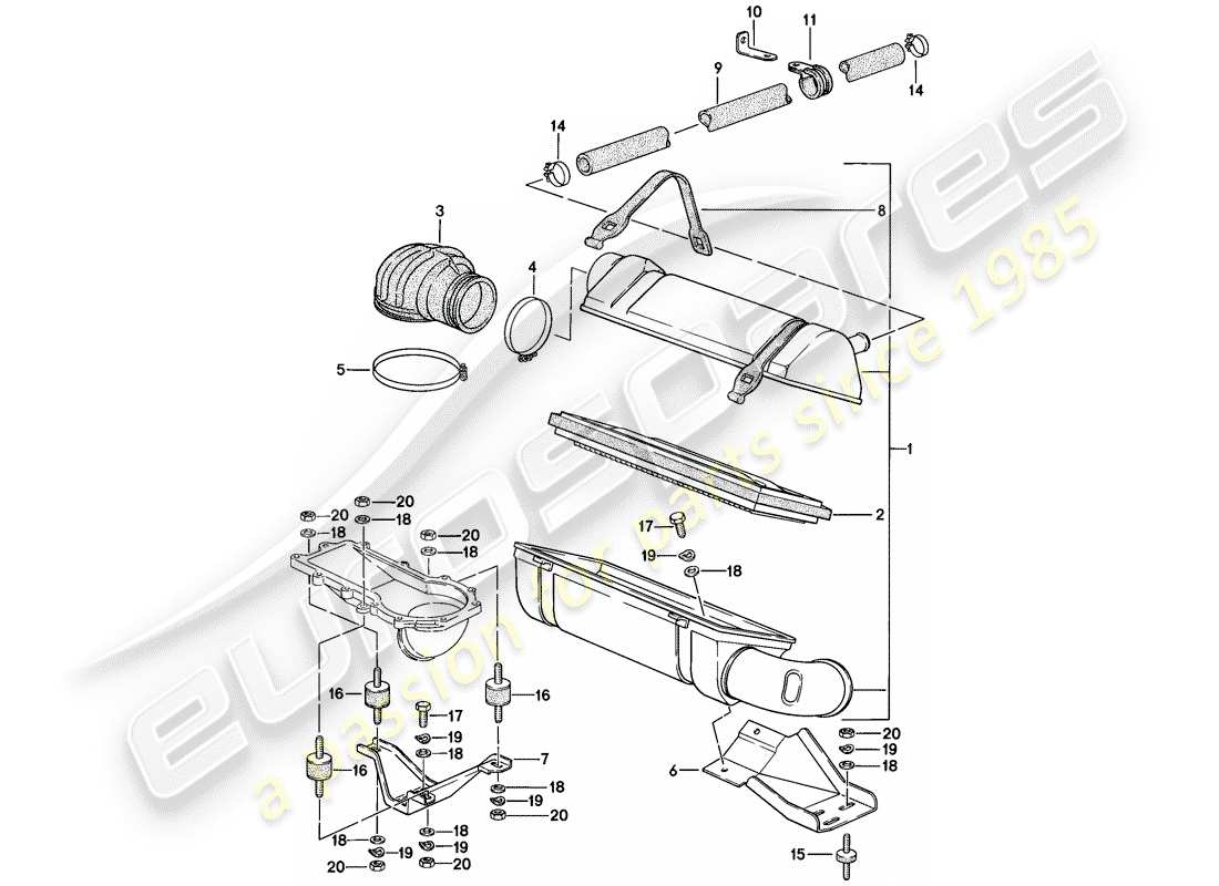 porsche 1976 (924) air cleaner system part diagram