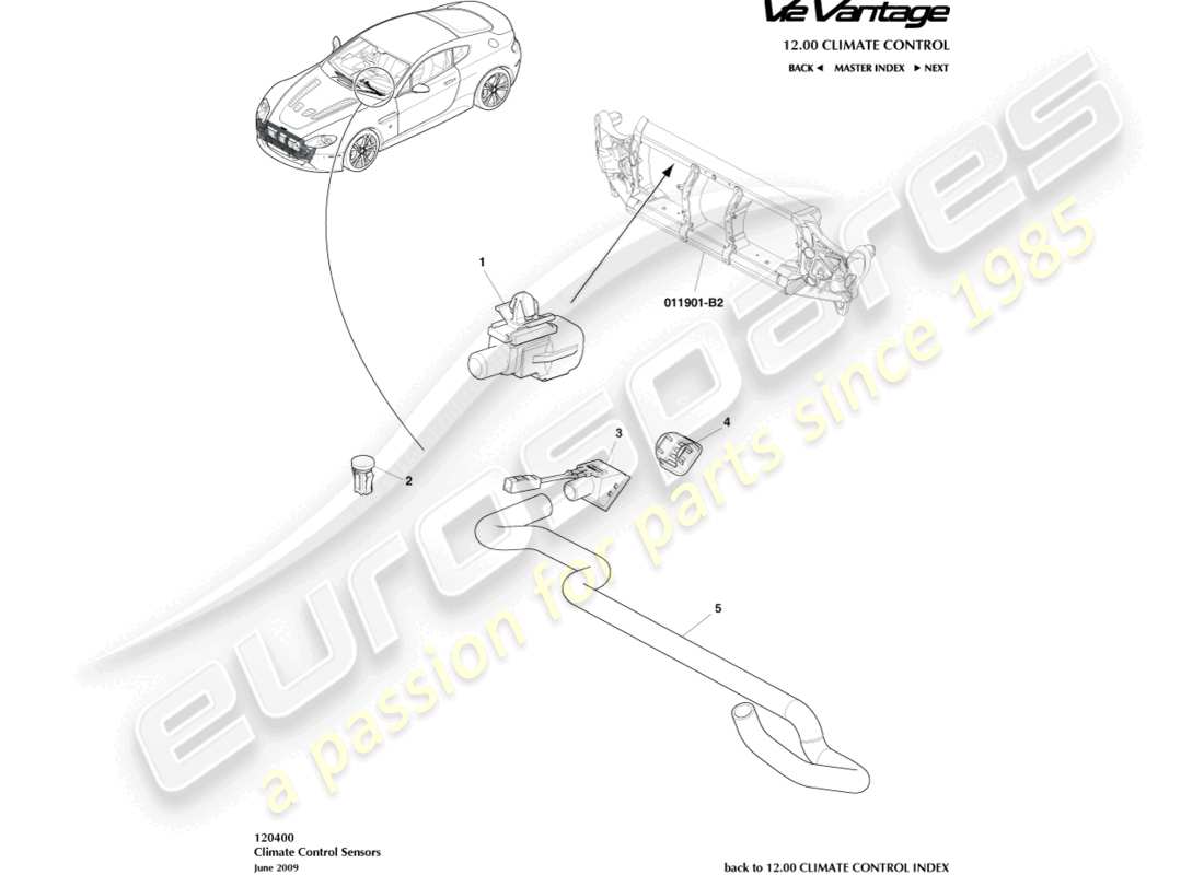 aston martin v12 vantage (2010) sensors part diagram