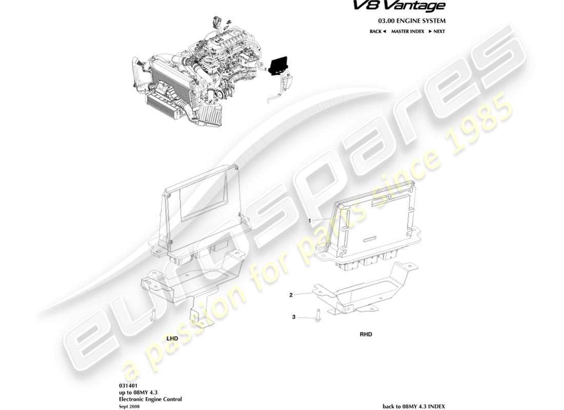 aston martin v8 vantage (2015) electronic engine control part diagram