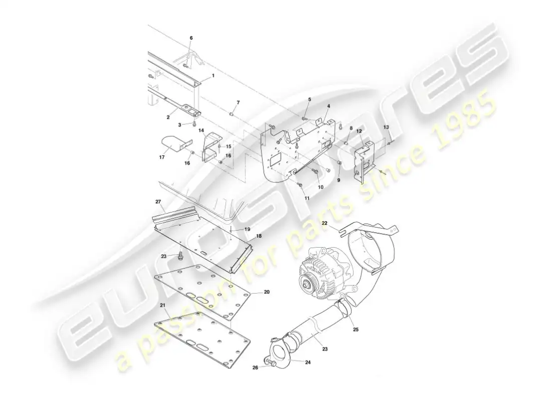aston martin vanquish (2006) heat deflectors & shields parts diagram