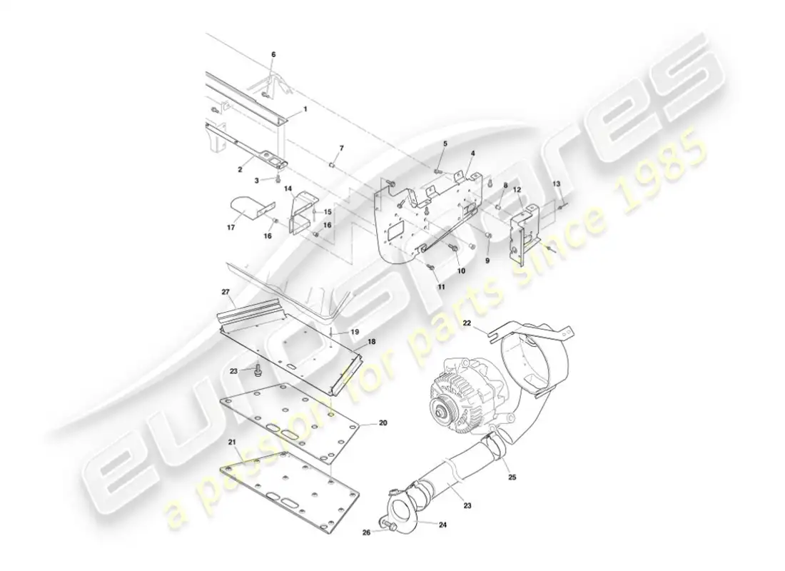 aston martin vanquish (2002) heat deflector & shields parts diagram