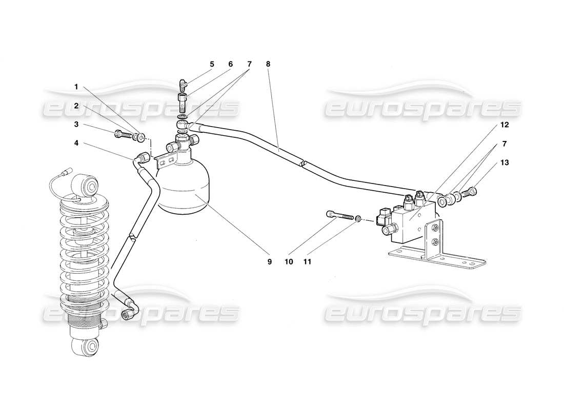 lamborghini diablo sv (1998) lifting system (comfort pack) parts diagram