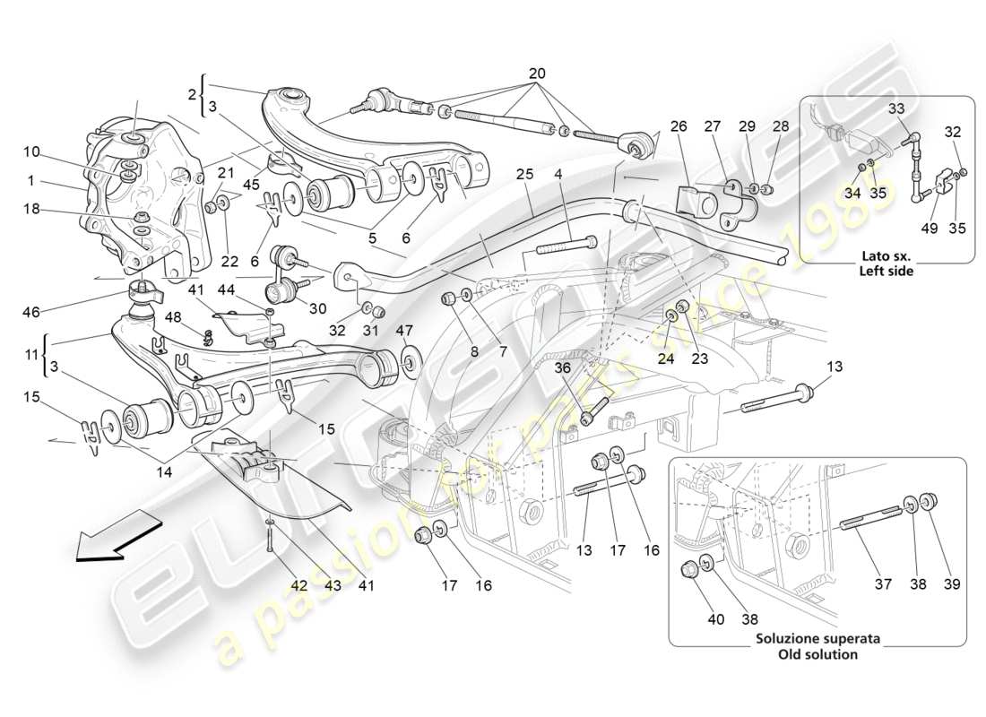 maserati granturismo s (2014) rear suspension parts diagram
