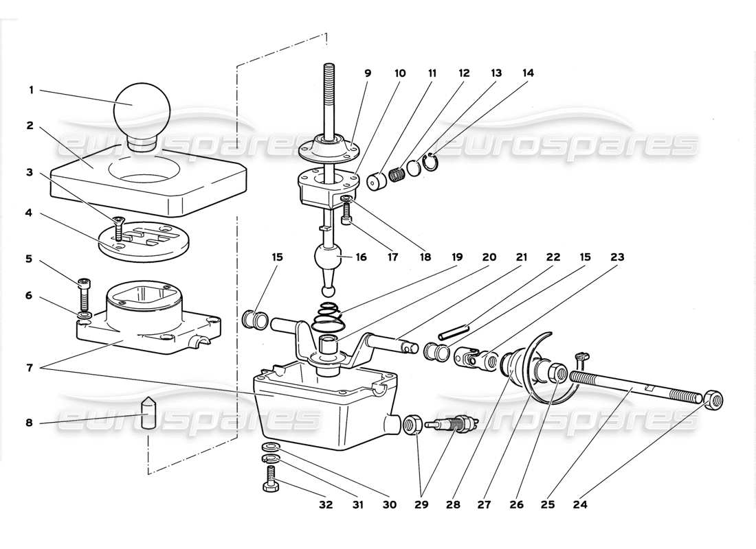 lamborghini diablo gt (1999) gearbox control tower parts diagram