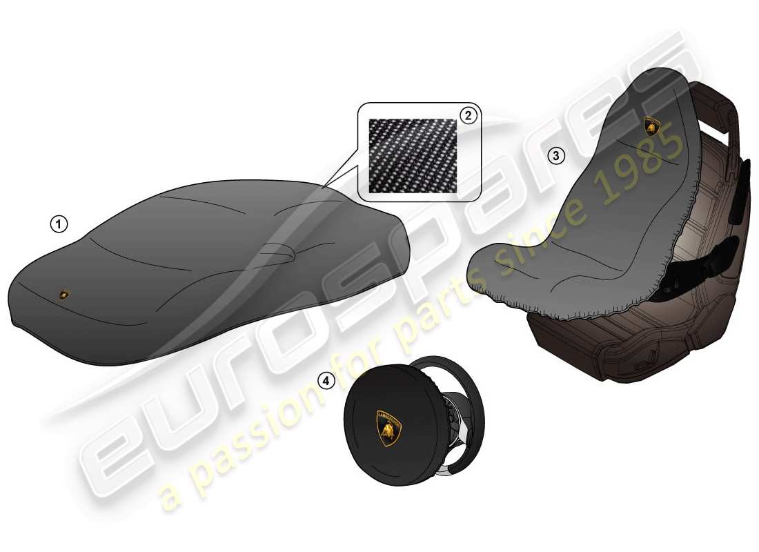 a part diagram from the lamborghini huracan performante coupe (accessories) parts catalogue