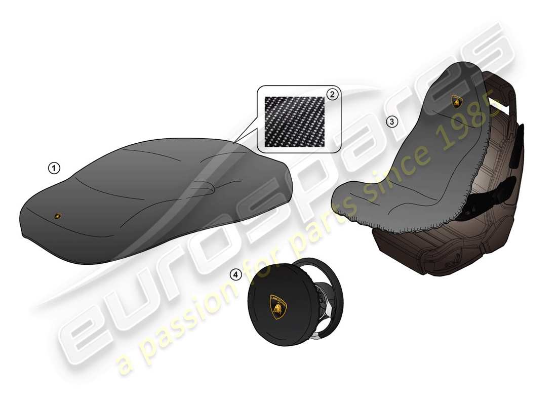 a part diagram from the lamborghini aventador accessories parts catalogue