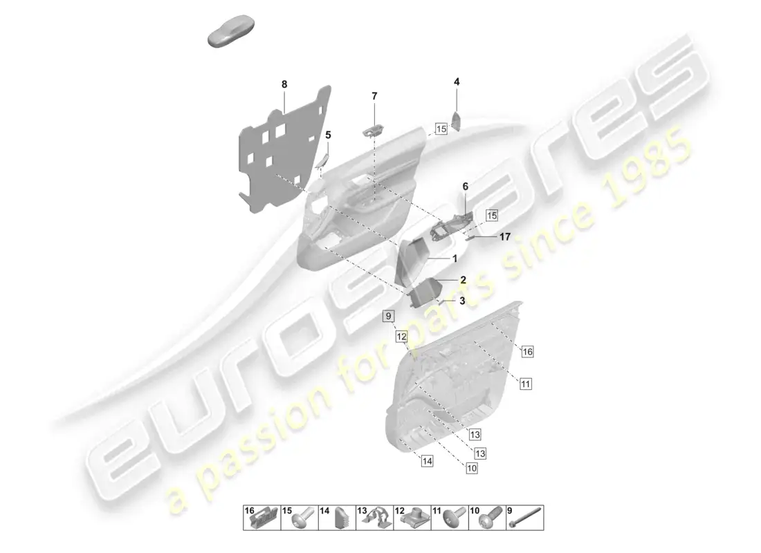 porsche 2025 (taycan 9j1-2) door panel front accessories fasteners part diagram