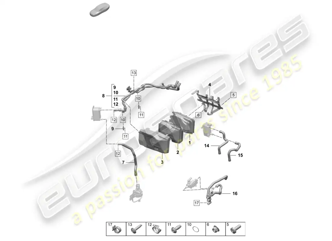 porsche 2025 (taycan 9j1-2) coolant pipe heater part diagram